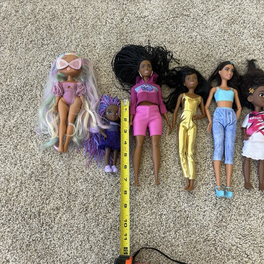 Bundle Of 7 Dolls Barbie, Rainbow High, Dark Skin Colored African Multicultural